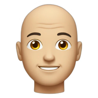 A bald guy with a rond head with big eyebrow sticker