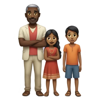 indian girl with black man and kids sticker