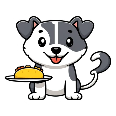 dog with a plate of food sticker