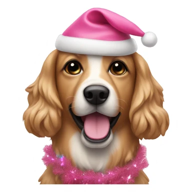 Dog with pink Christmas tree sticker