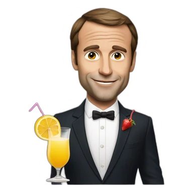 macron drinks a cocktail sticker