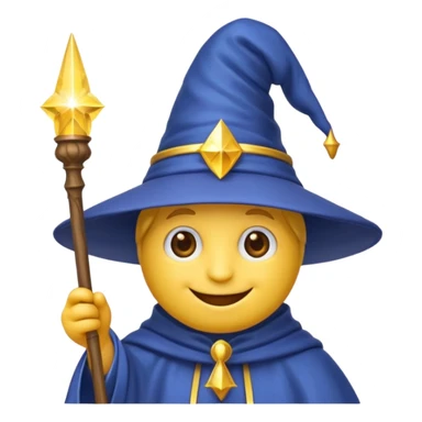 Einen Gelben Emoji mit zauber hut und zauberstab sticker