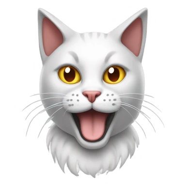 Grey and white cat with devil horns sticker