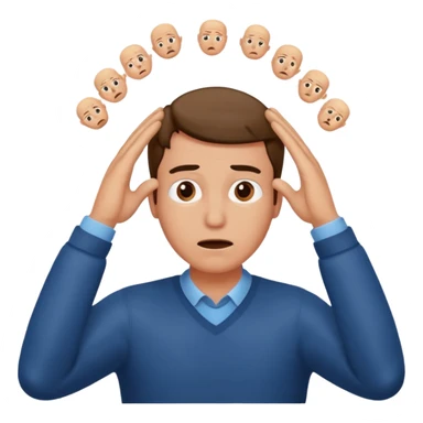 decision gesture man hands on top of the head sticker