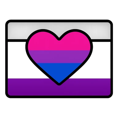 Asexual flag background with a large heart in the middle, heart uses bisexual flag stripes, much thinner outlines, simple and modern style, no background. sticker