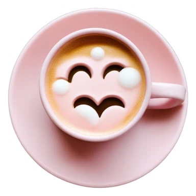 blush pink coffee cup with heart-shaped foam art on top sticker