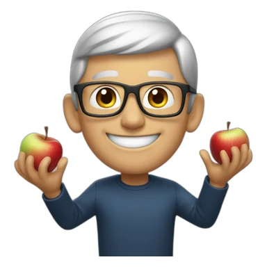 Tim Cook celebrating with apple sticker