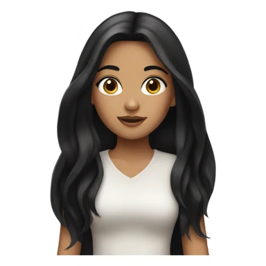 Girl with a log hair black  sticker