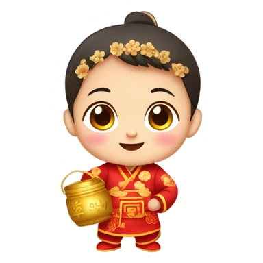 Chinese new year with baby face sticker