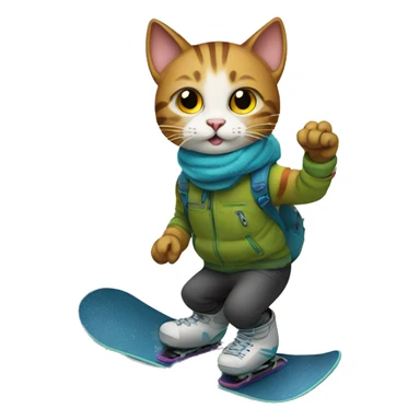 cat on snowboard sticker