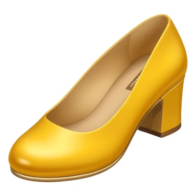 A 3D cartoon golden-yellow flat shoe with rounded toe and simple chic design, glossy finish, isolated background, Memoji-style. sticker