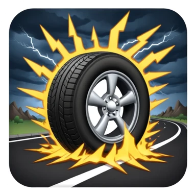 flat semi tire getting struck by lightning on the highway sticker