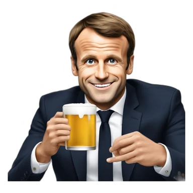 emmanuel macron qui boit une bière sticker