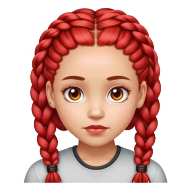 Big forehead girl with red highlights braids sticker