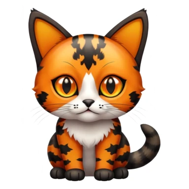 small tortoiseshell cat. no white fur. amber eyes. full body.  sticker