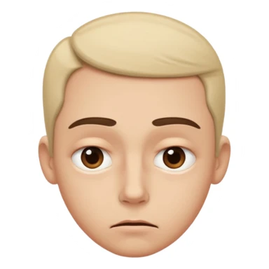  slightly widened eyes, subtle tension around eyes, small tight curved-down mouth, eyebrows raised inward, expression of quiet worry
 sticker