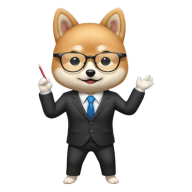  shiba inu performs on stage without a background, wearing glasses and a business suit. sticker