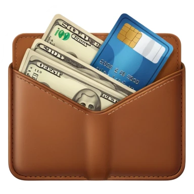 portefeuille marron avec quelques billets et carte bancaire sticker