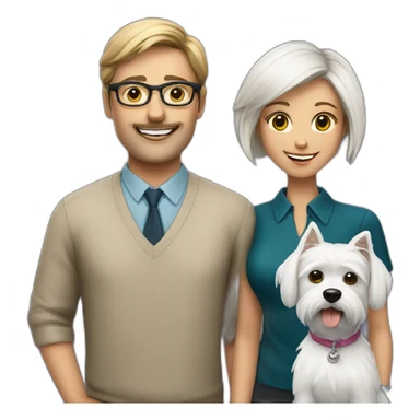 Man with glasses anda woman with a westie dog girl sticker
