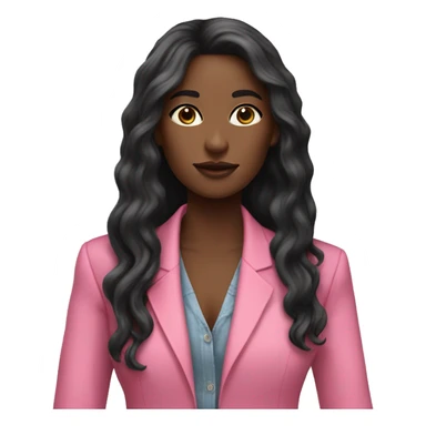 Pretty black woman very long hair pink blazer sticker