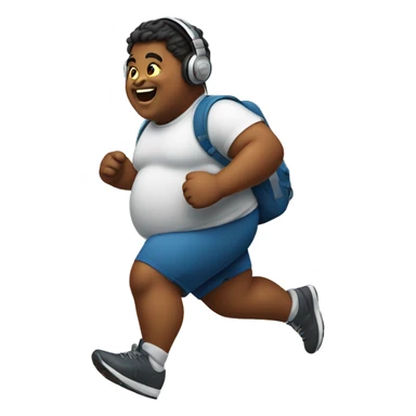 Fat boy with headphones running sticker