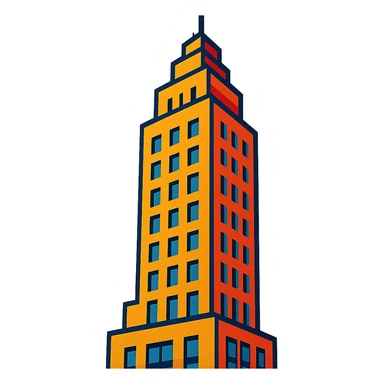 skyscraper in vibrant cartoon style sticker