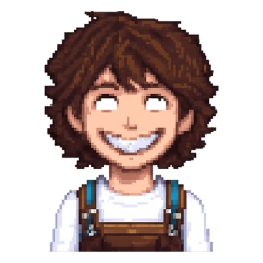 Make the hot boy's smile much wider, keep the pixel art style. The original style 'pixel-art' does not support editing, so using general style as fallback with instructions to keep pixel art style. Remove the background. sticker