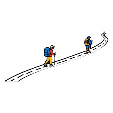 lonesome hiker walks down the camino de santiago path sticker