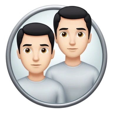 person black hair caucasian man looking at me through a mirror. standing there sticker