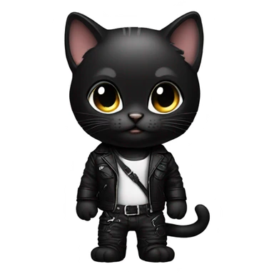 Very alluring techno brat black kitten with leather strap clothing sticker