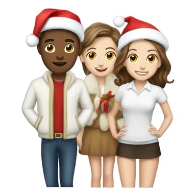 three roommates two white boys one brunette white girl in christmas attire sticker
