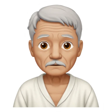 An old man made out of clay and wearing a white nightgown sticker