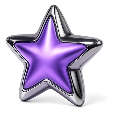A symmetrical, cartoon-like star with shiny edges, glowing purple sticker