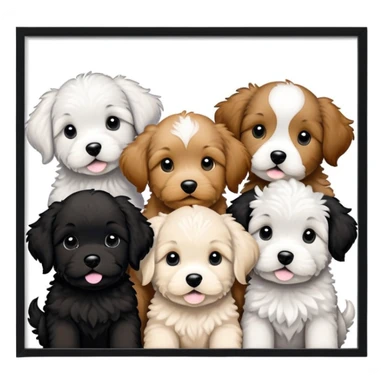 Black Doodle dog puppy litter  sticker