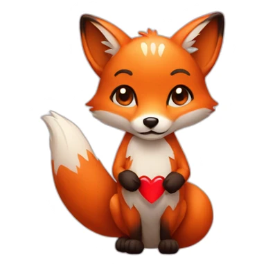 Fox with heart in hand sticker
