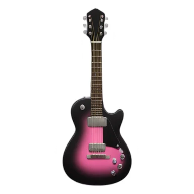 Black guitar with a thin coquette pink bow  sticker