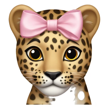 leopard with light pink bow on head sticker