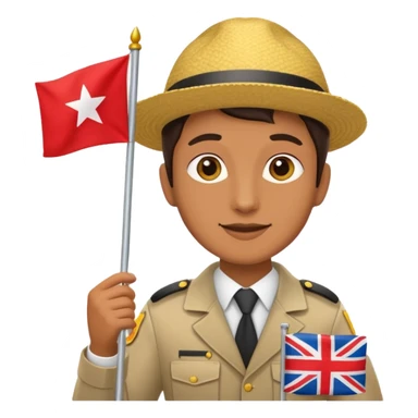 A Tour operator, male or female doesn't matter, get them holding a flag sticker