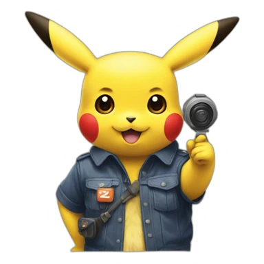 pikachu controleur à la sncf sticker