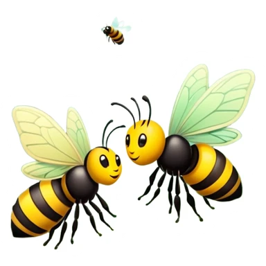 butterfly and bee together in a green forest, simple and expressive sticker