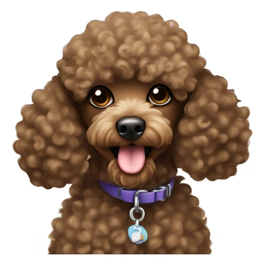 miniature brown curly hair poodle on the beach  sticker