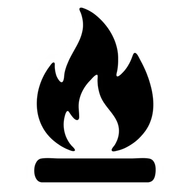 fire icon, solid fill, no outline, modern icon style sticker