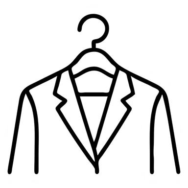 Minimalist clothes hanger icon with a blazer or collared shirt – symbol of professional outfits and style planning sticker