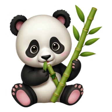 baby panda eating bamboo sticker