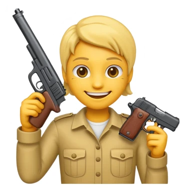 Emoji holding gun sticker