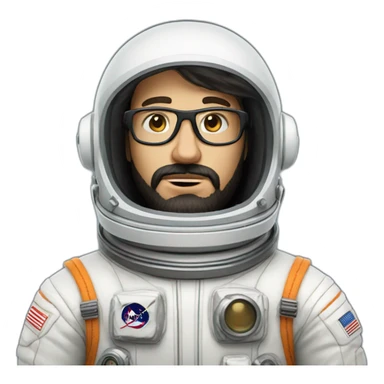 realistic caucasian astronaut with black beard and white glasses sticker