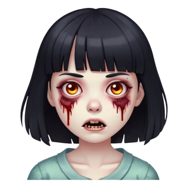 zombie girl with bangs medium hair black sticker