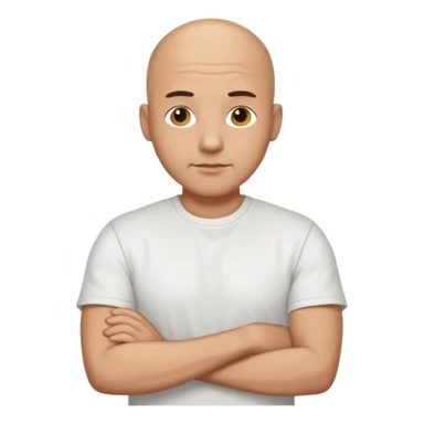 bald man with t shirt sticker