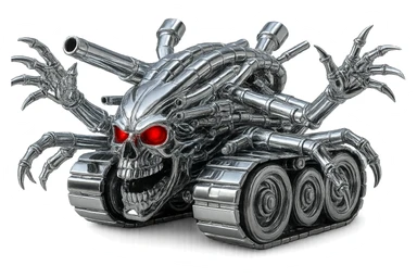 Make the metal finish much shinier and glossier, keeping all details, pose, and style exactly the same. Transparent background. sticker