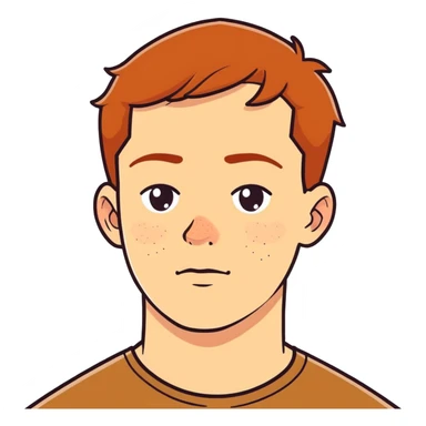 Man with freckles, light skin, short brown hair more freckles brown hair not orange hair more face freckles sticker